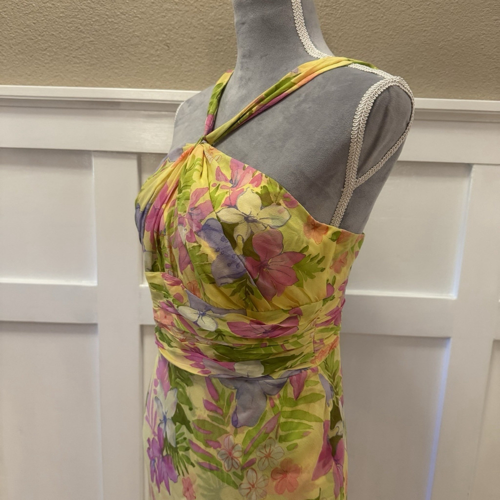 NWT Anne Klein Vintage 100% Silk Midi Dress Size:8 Designer Floral Double Layers - Picture 5 of 16